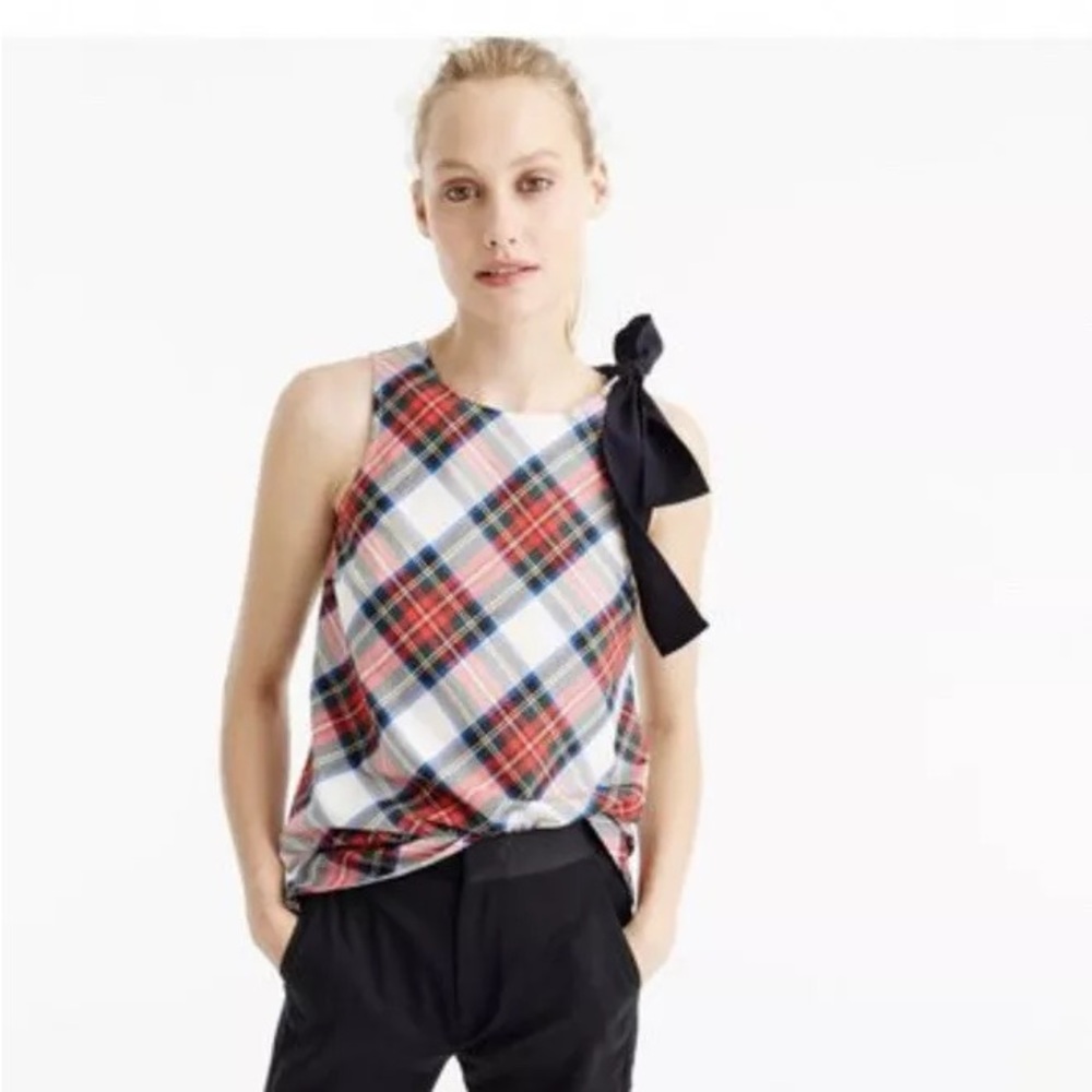 JCrew plaid bow detail